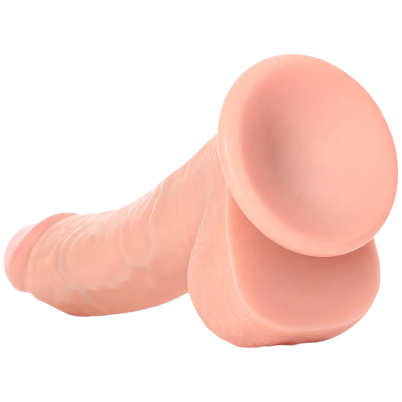 RealRock Curved Realistic Dildo with Balls and Suction Cup Flesh Pink 8 Inch