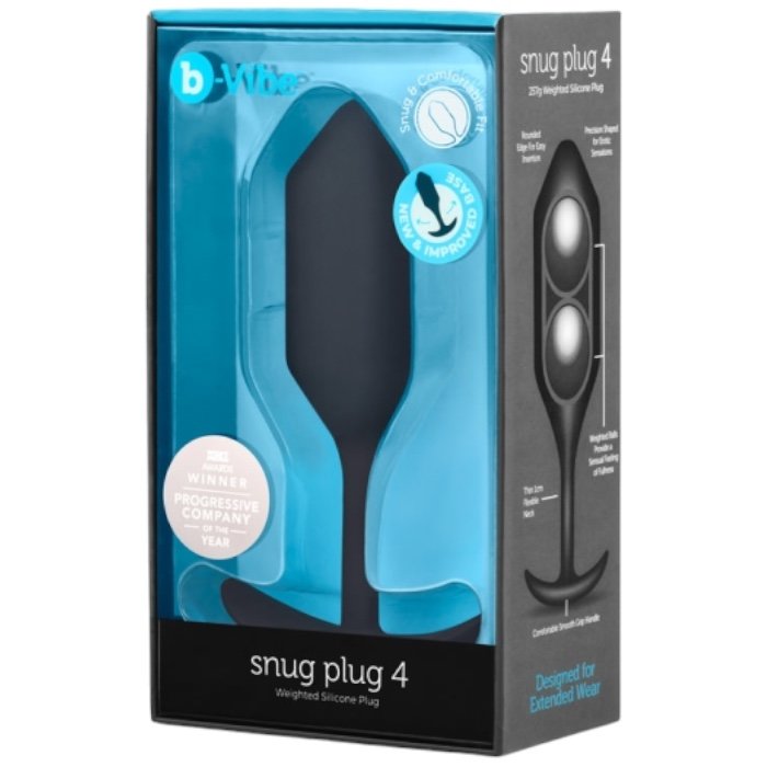 b-Vibe Snug Plug 4 XL Weighted Silicone Butt Plug Black 5.2 Inch