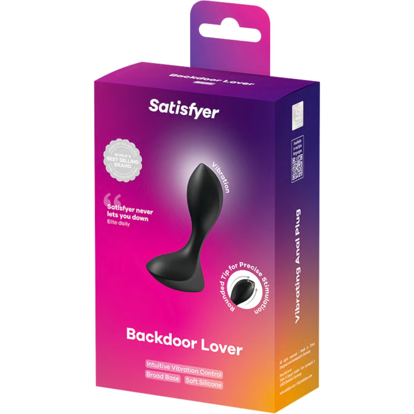 Satisfyer Backdoor Lover Rechargeable Vibrating Butt Plug Black