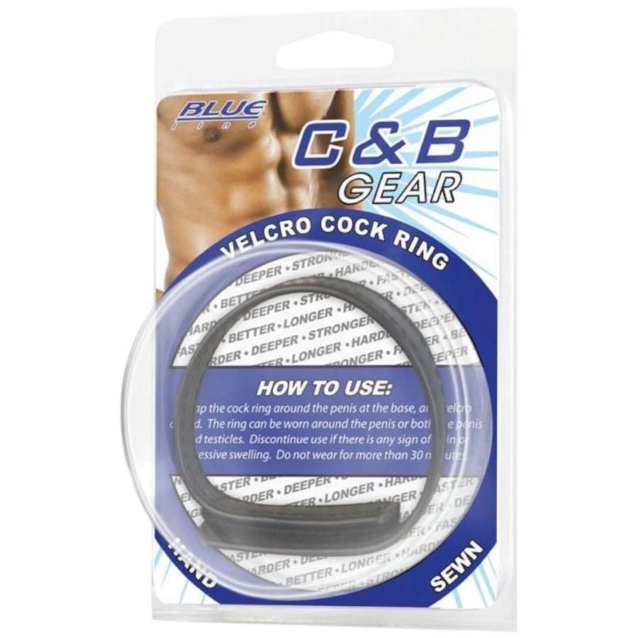 Blue Line Velcro Cock Ring Black