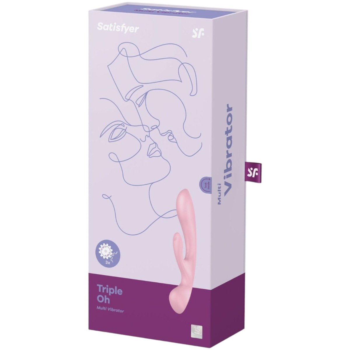 Satisfyer Triple Oh Rechargeable Wand Massager and Rabbit Vibrator Pink