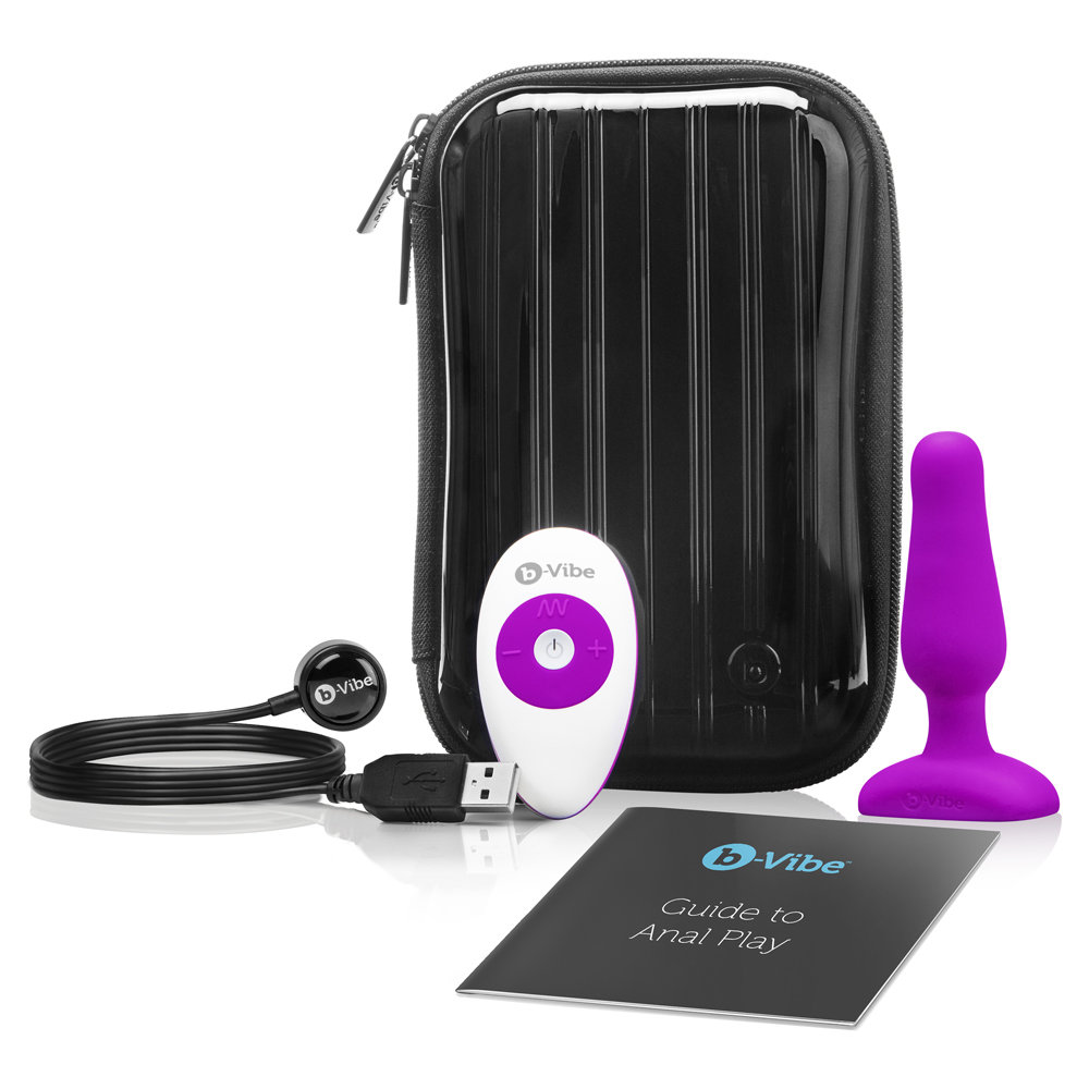 b-Vibe Novice Small Remote Control Rechargeable Butt Plug Fuchsia