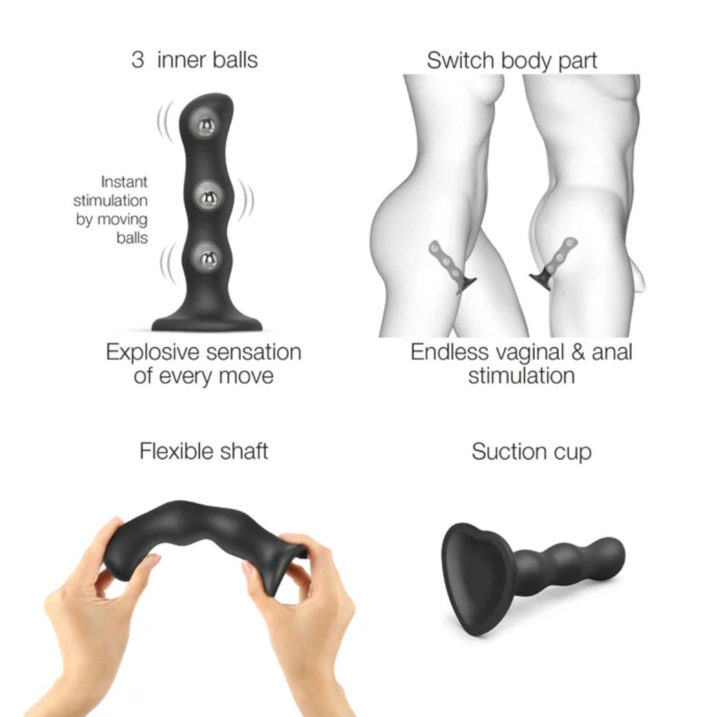 Strap-On-Me Soft Touch Silicone Geisha Balls Dildo XL 6 Inch