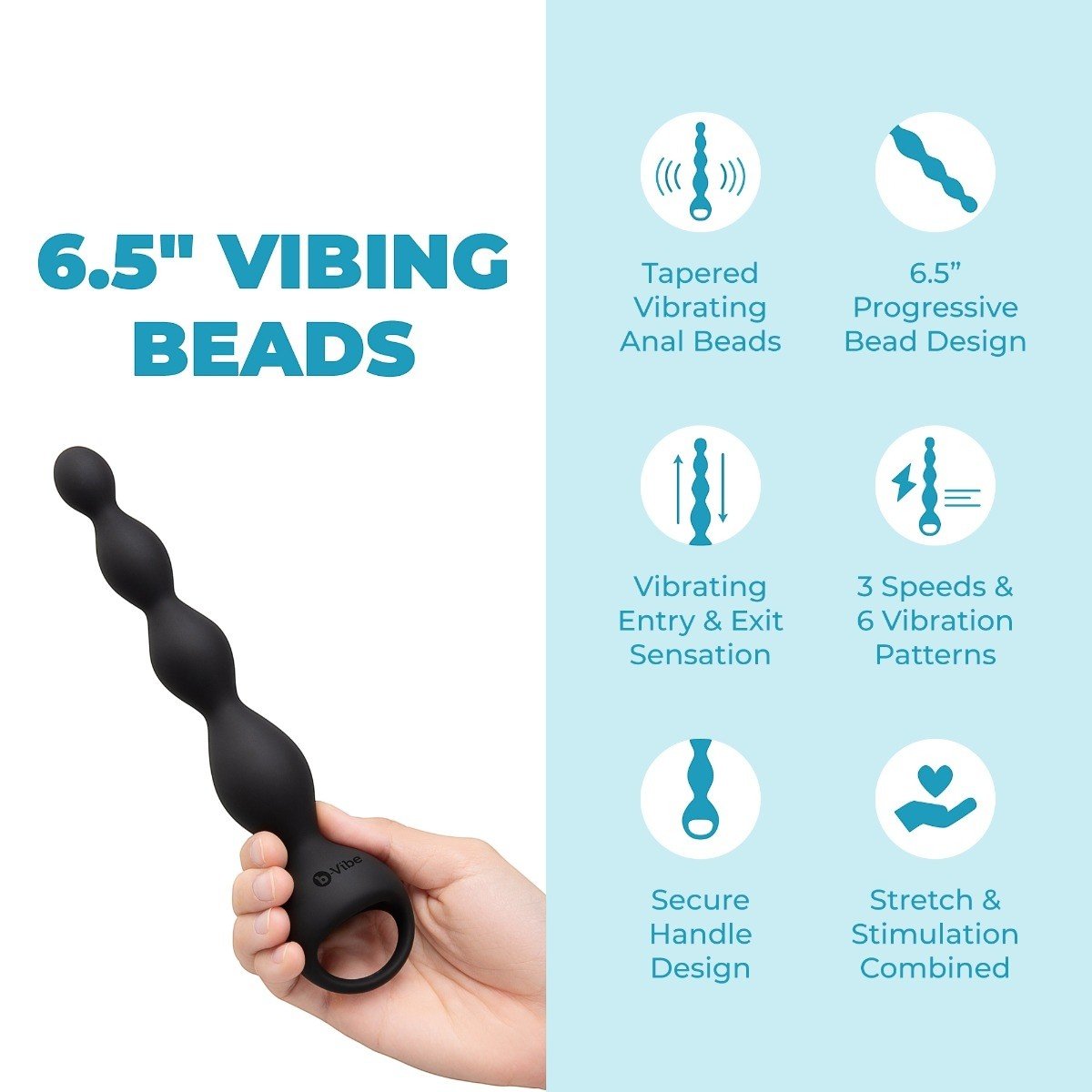 b-Vibe 6.5 Inch Vibing Beads Rechargeable Vibrating Anal Beads