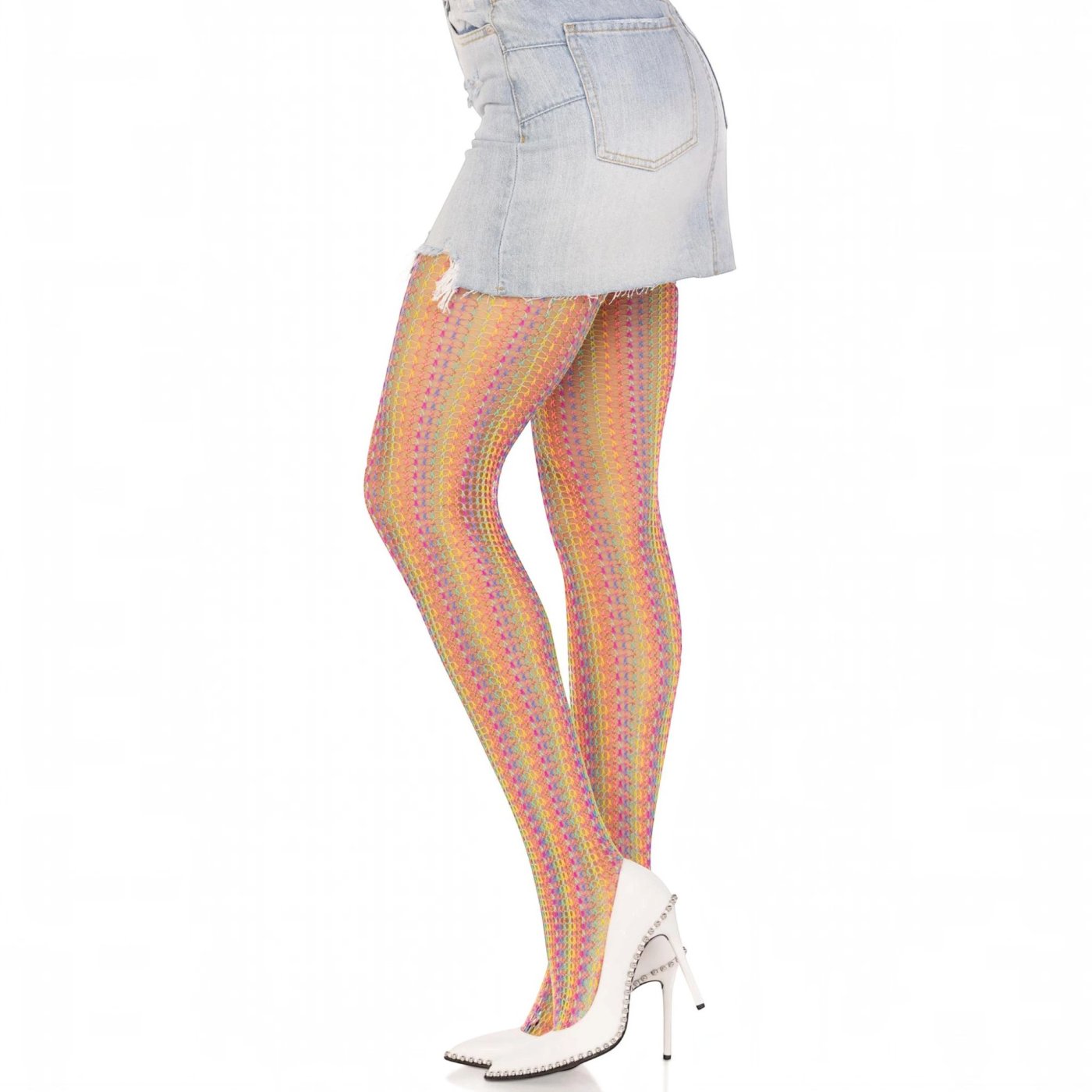 Leg Avenue Rainbow Crochet Fishnet Tights