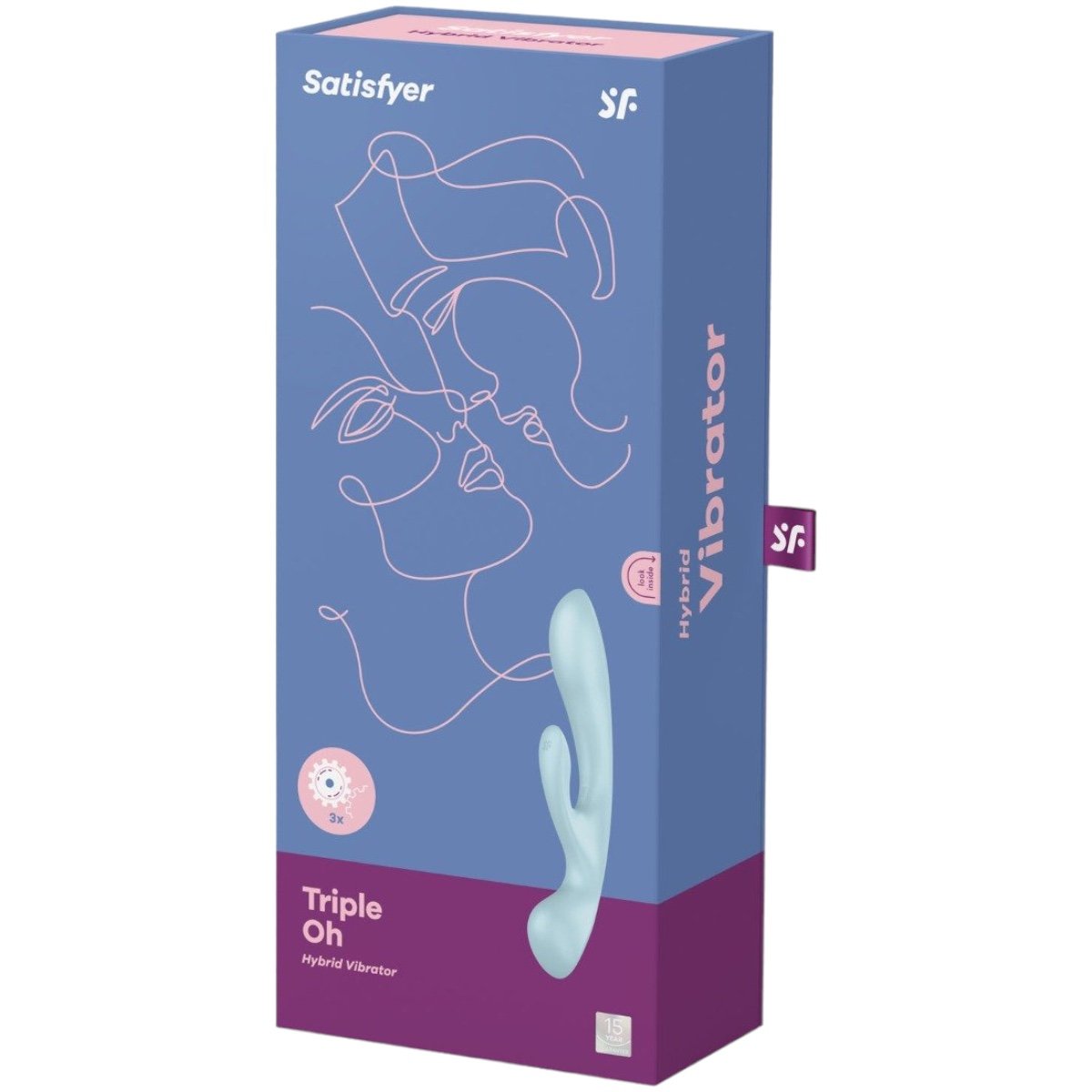 Satisfyer Triple Oh Rechargeable Wand Massager and Rabbit Vibrator Blue