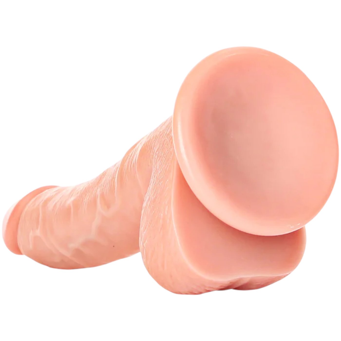RealRock Curved Realistic Dildo with Balls and Suction Cup Flesh Pink 7 Inch