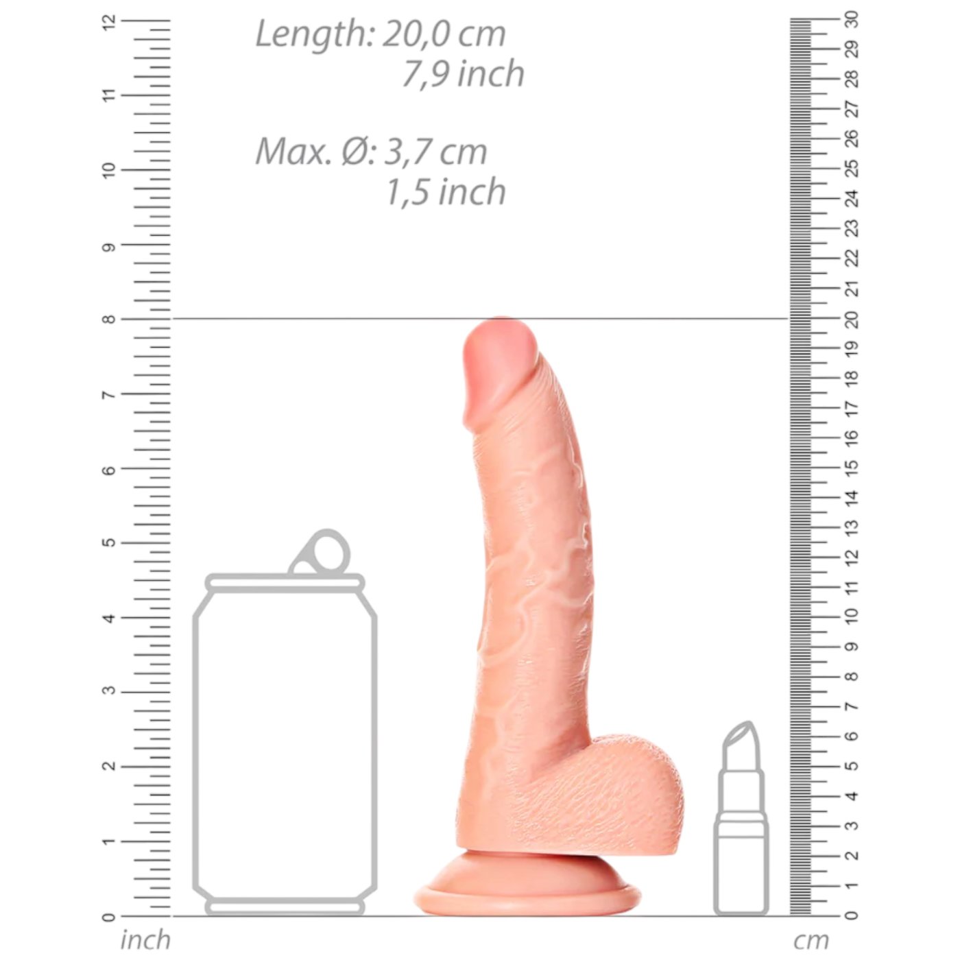 RealRock Curved Realistic Dildo with Balls and Suction Cup Flesh Pink 7 Inch