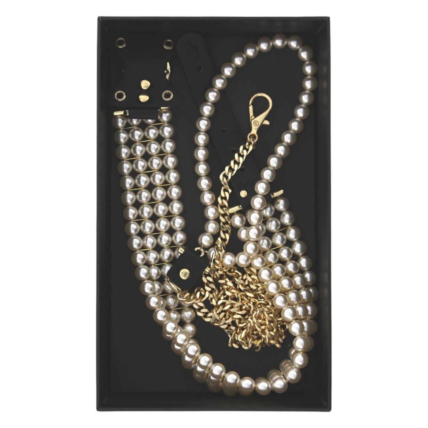 Guilty Pleasure Allure Luminous Pearl Bondage Collar & Leash Set
