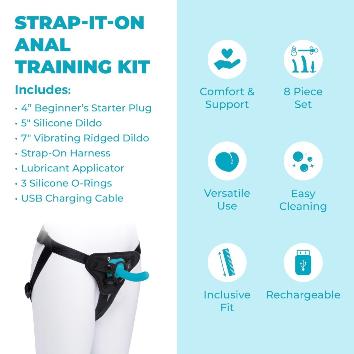 b-Vibe Strap-It-On Anal Training Kit (8 Piece)