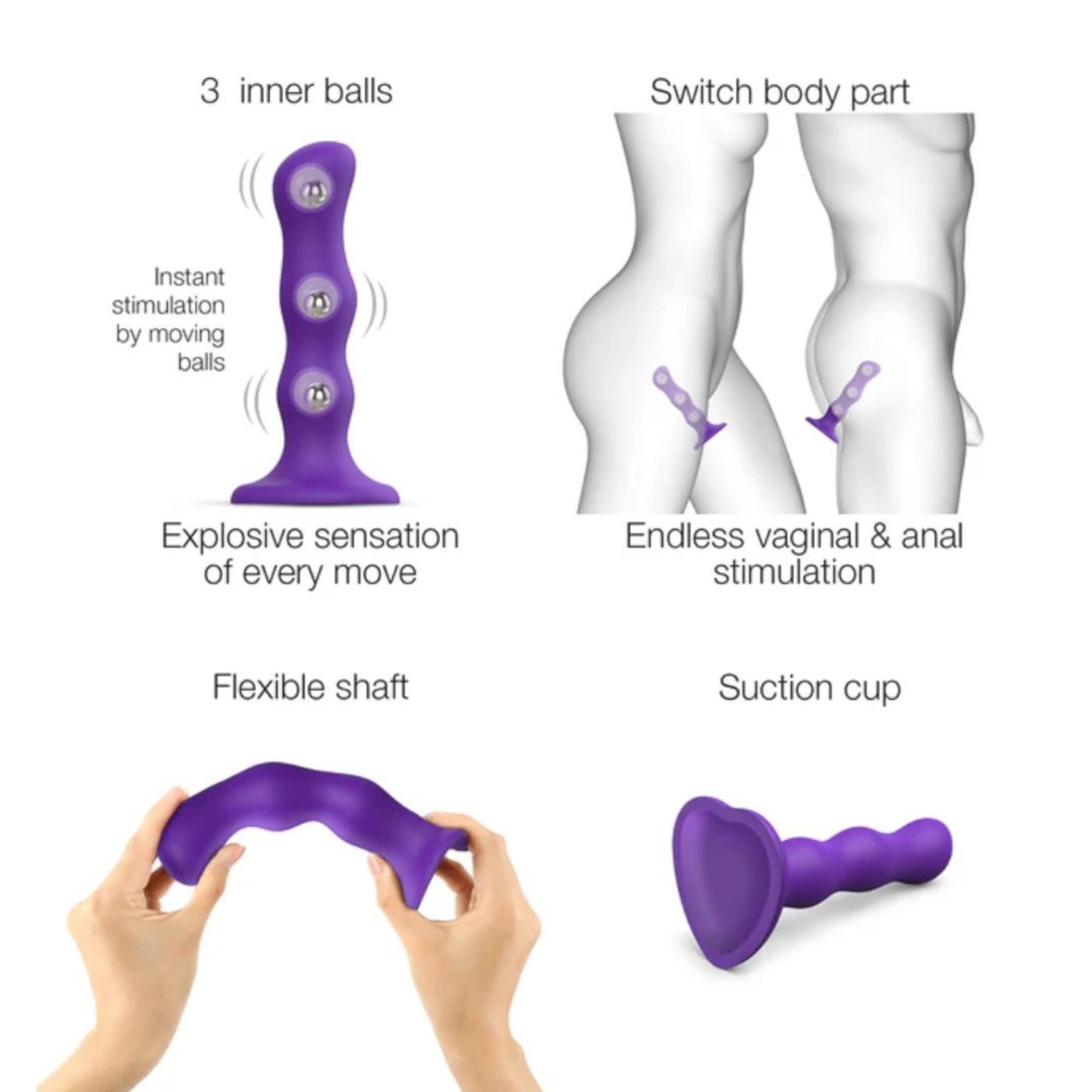 Strap-On-Me Soft Touch Silicone Geisha Balls Dildo M 5 Inch