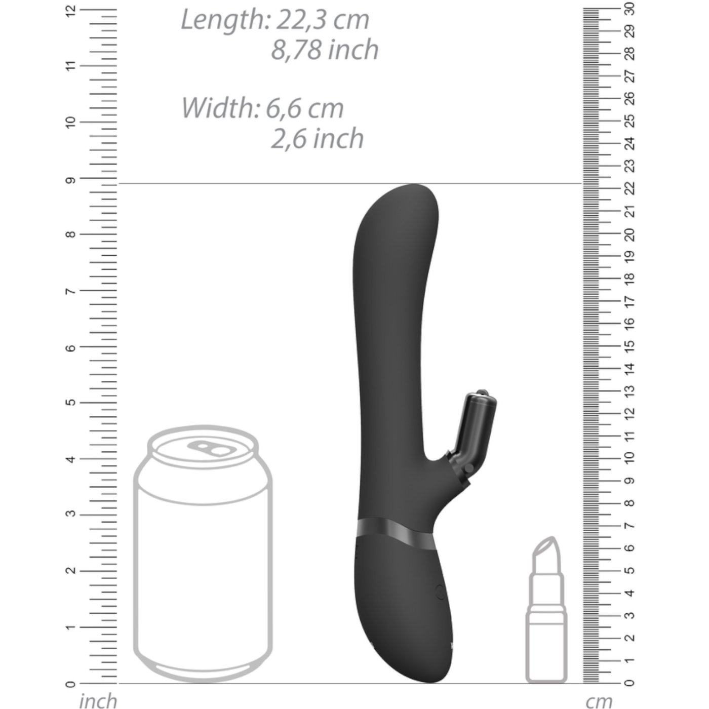 Vive Chou Double Action Interchangeable Rabbit Vibrator Black