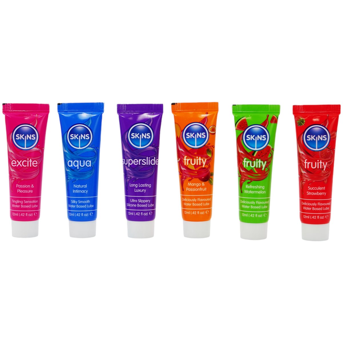 Skins Vital and Fruity Lubes Sampler Tubes (6x12ml)