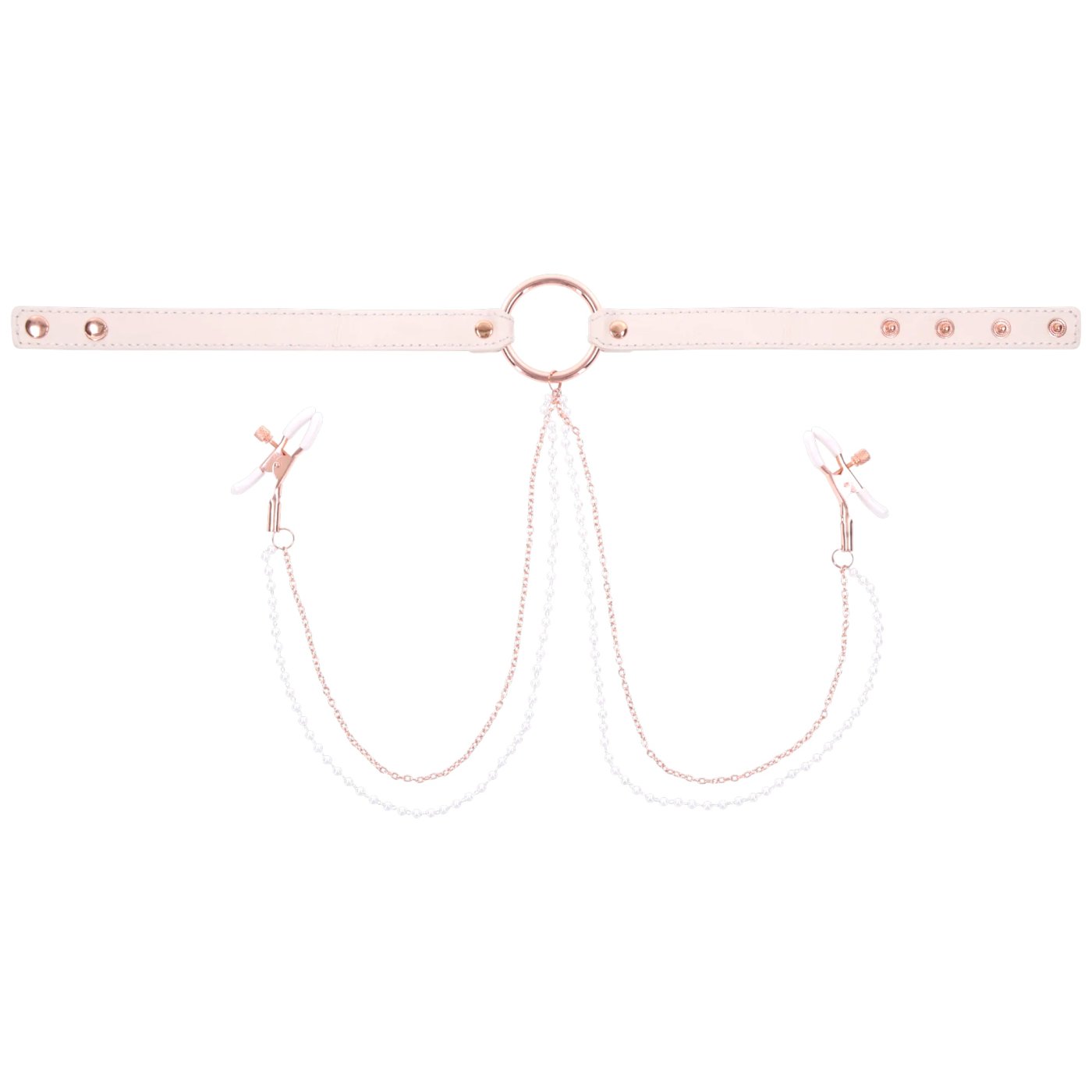 Sex & Mischief Peaches ‘n CreaMe Collar with Nipple Clamps