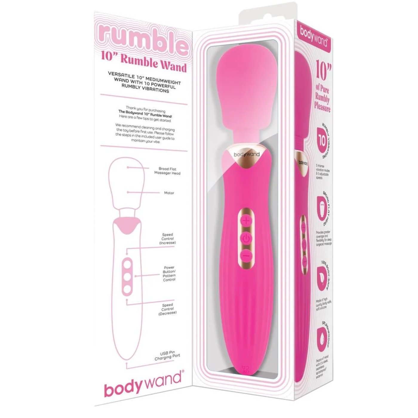 Bodywand 10” Rumble Wand Rechargeable Massager