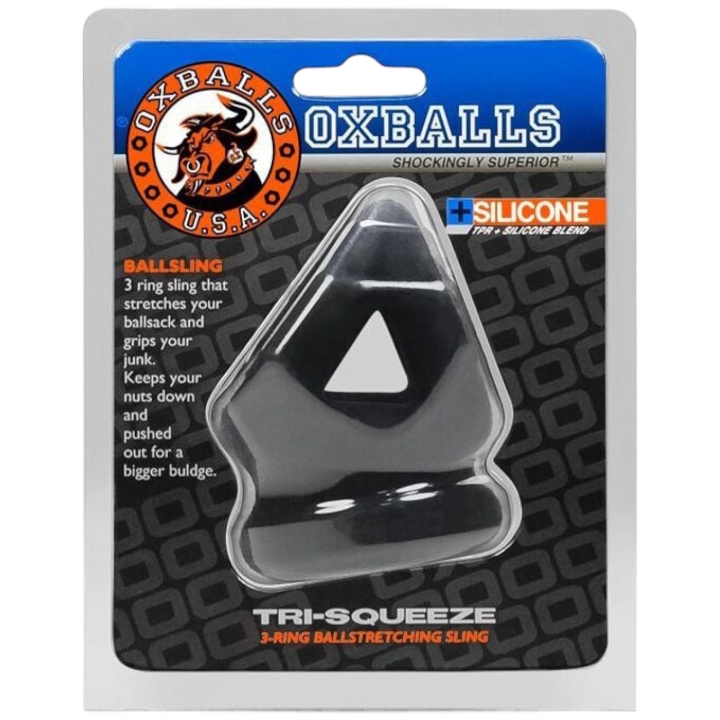 Oxballs Tri-Squeeze Cocksling Ball Stretcher Black