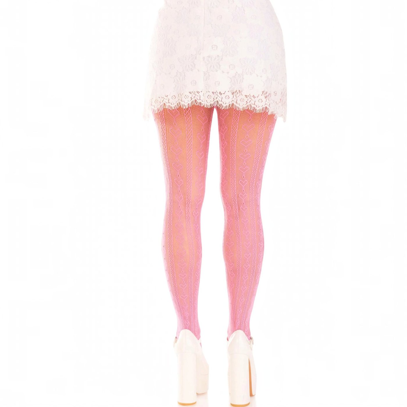 Leg Avenue Sweetheart Fishnet Tights with Bows Pink