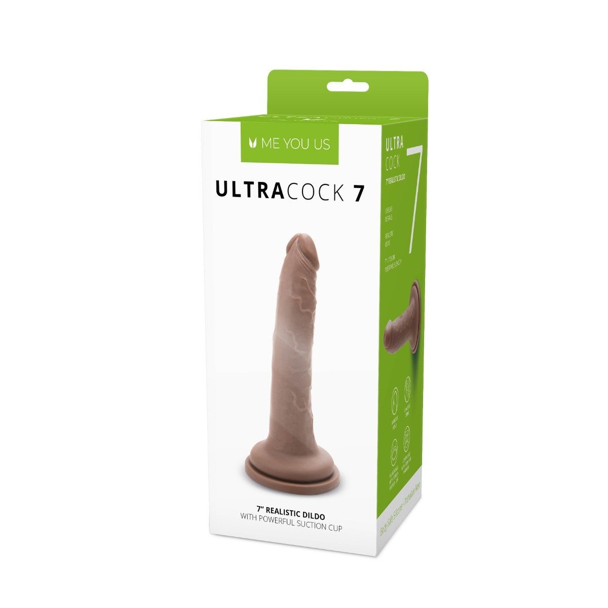 Me You Us Ultra Cock Realistic Suction Cup Dildo Brown 7 Inch