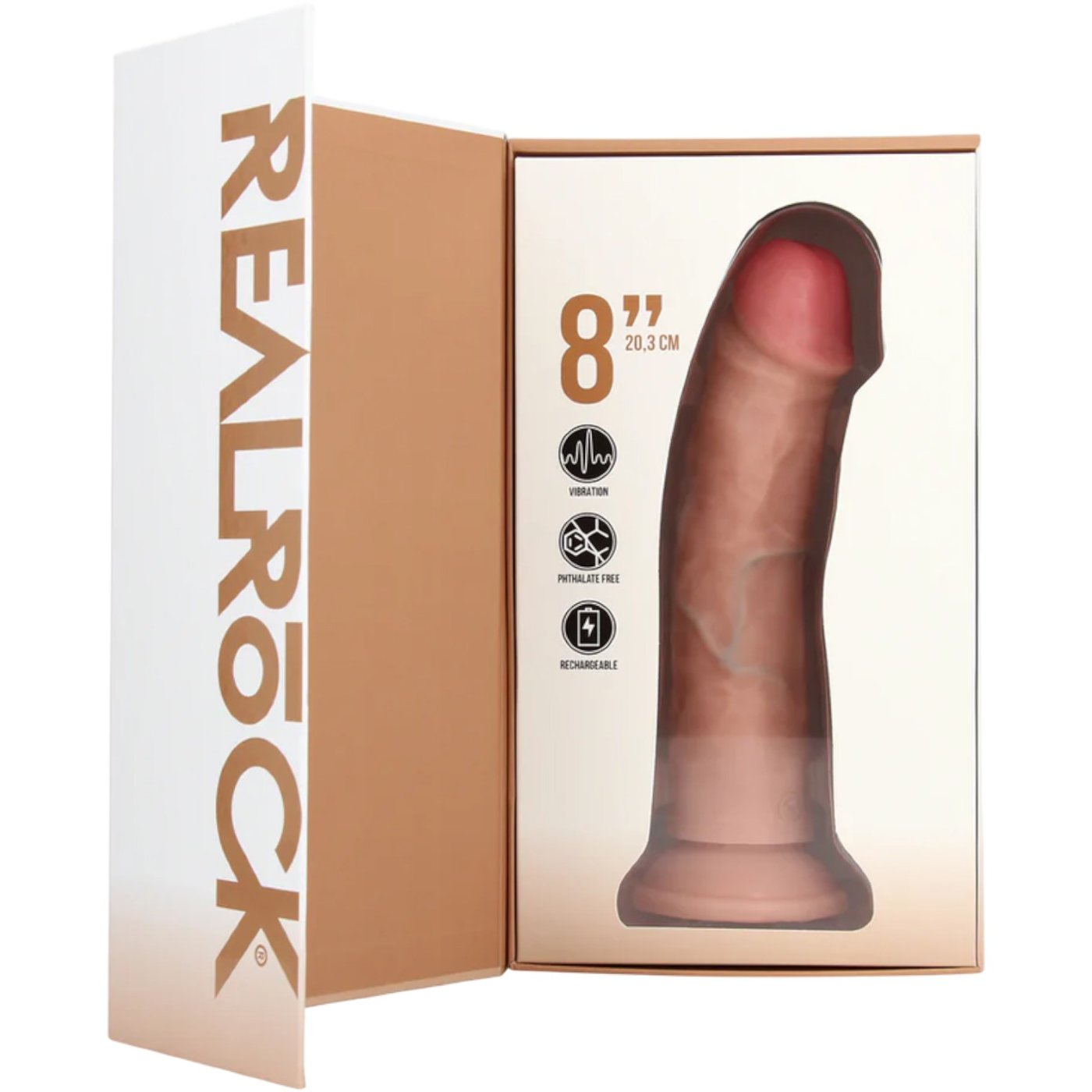 RealRock 8 Inch Rechargeable Vibrating Realistic Dildo with Suction Cup