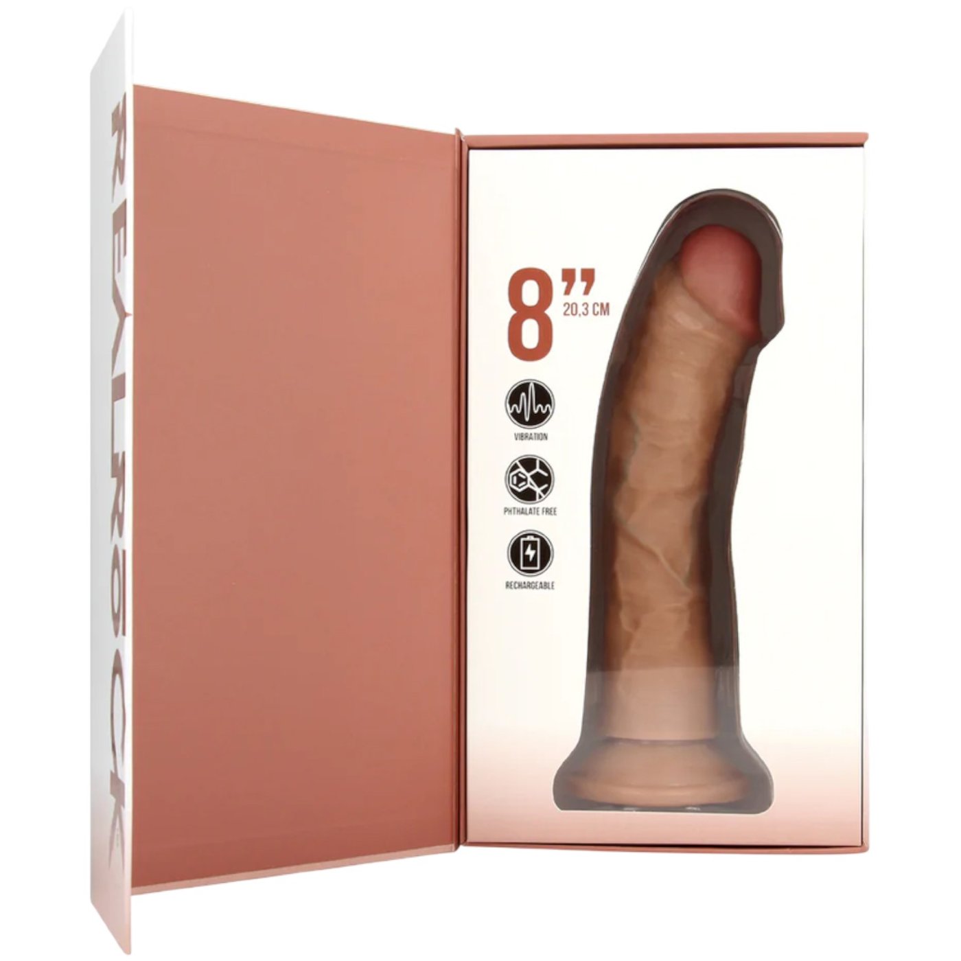 RealRock 8 Inch Rechargeable Vibrating Realistic Dildo with Suction Cup