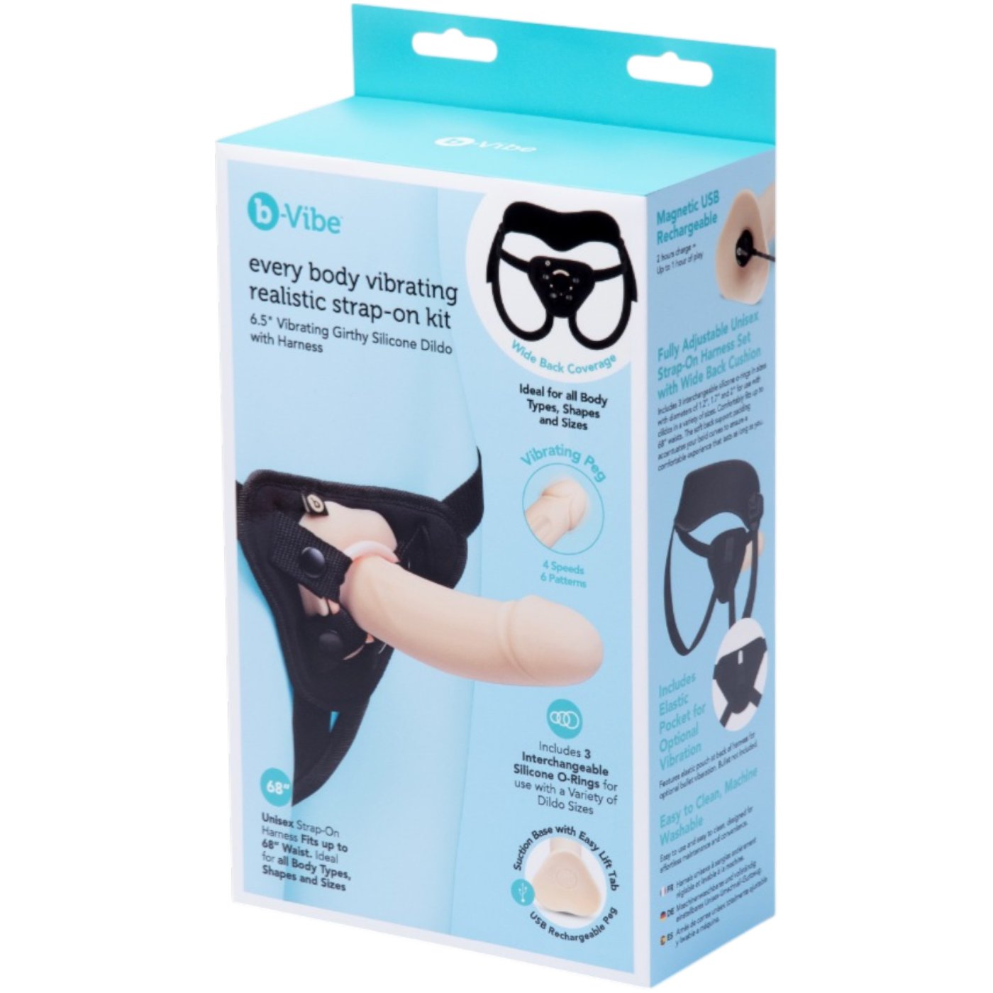 b-Vibe Every Body Vibrating Realistic Strap-On Kit 6.5 Inch