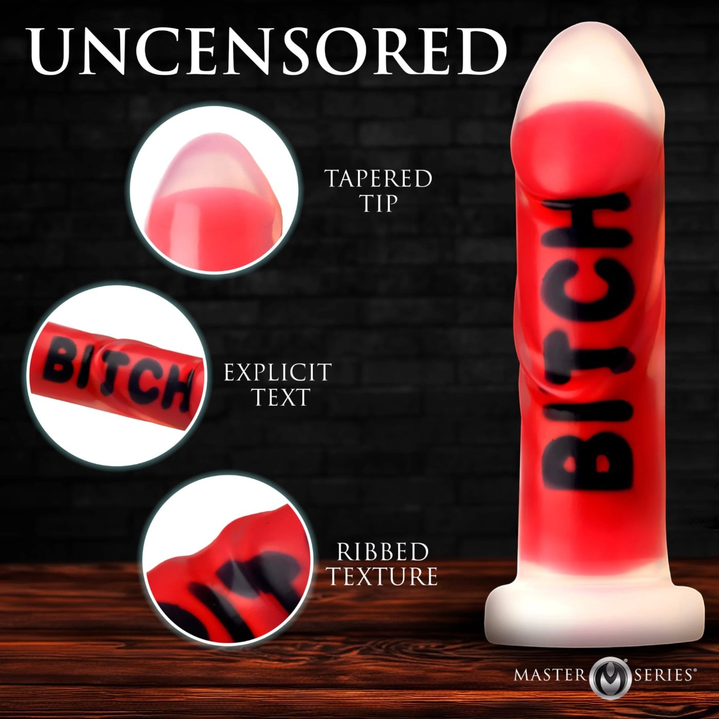 Master Series BITCH Silicone Dildo with Suction Cup 7 Inch