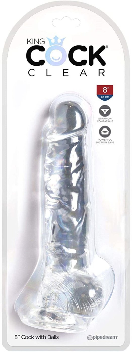 King Cock Cock with Balls Transparent 8in