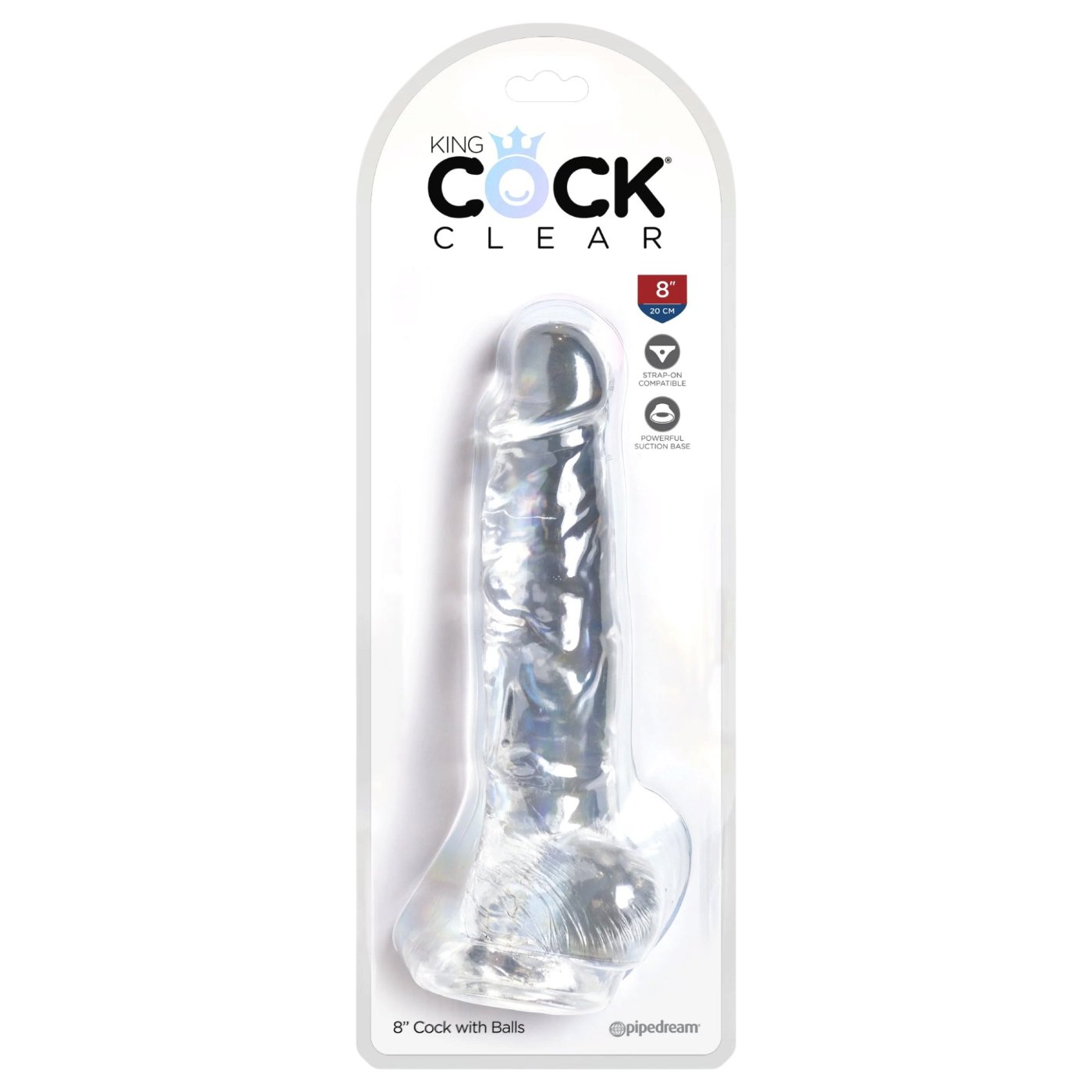 King Cock Clear Realistic Dildo with Balls and Suction Cup 8 Inch