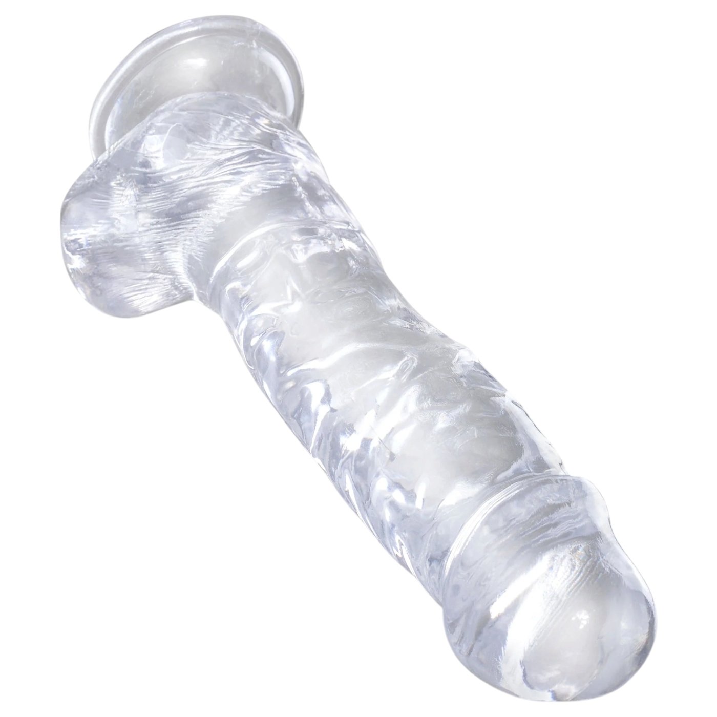 King Cock Clear Realistic Dildo with Balls and Suction Cup 8 Inch