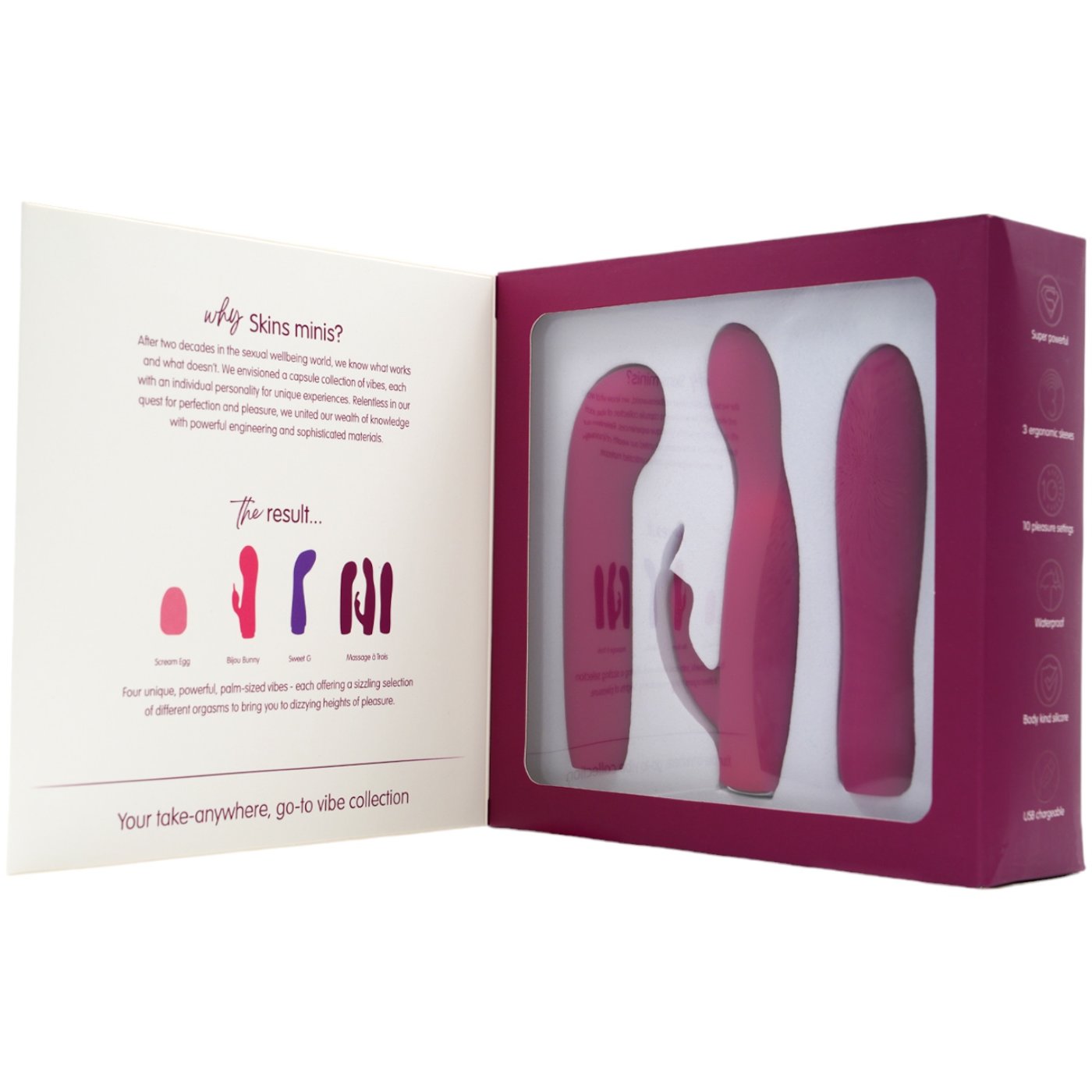 Skins Minis Massage A Trois Sexual Play Toys Kit (4 piece) 
