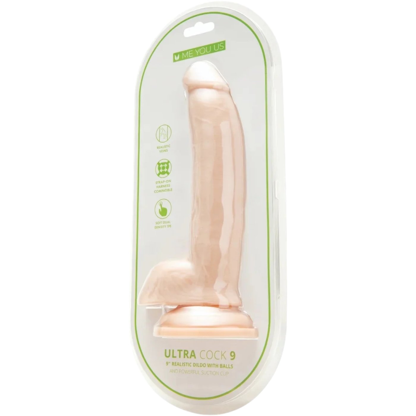 Me You Us Ultra Cock Realistic Dildo with Suction Cup & Balls 9 Inch