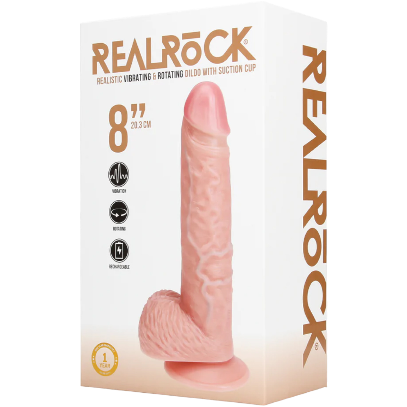 RealRock 8 Inch Realistic Vibrating & Rotating Suction Dildo with Balls
