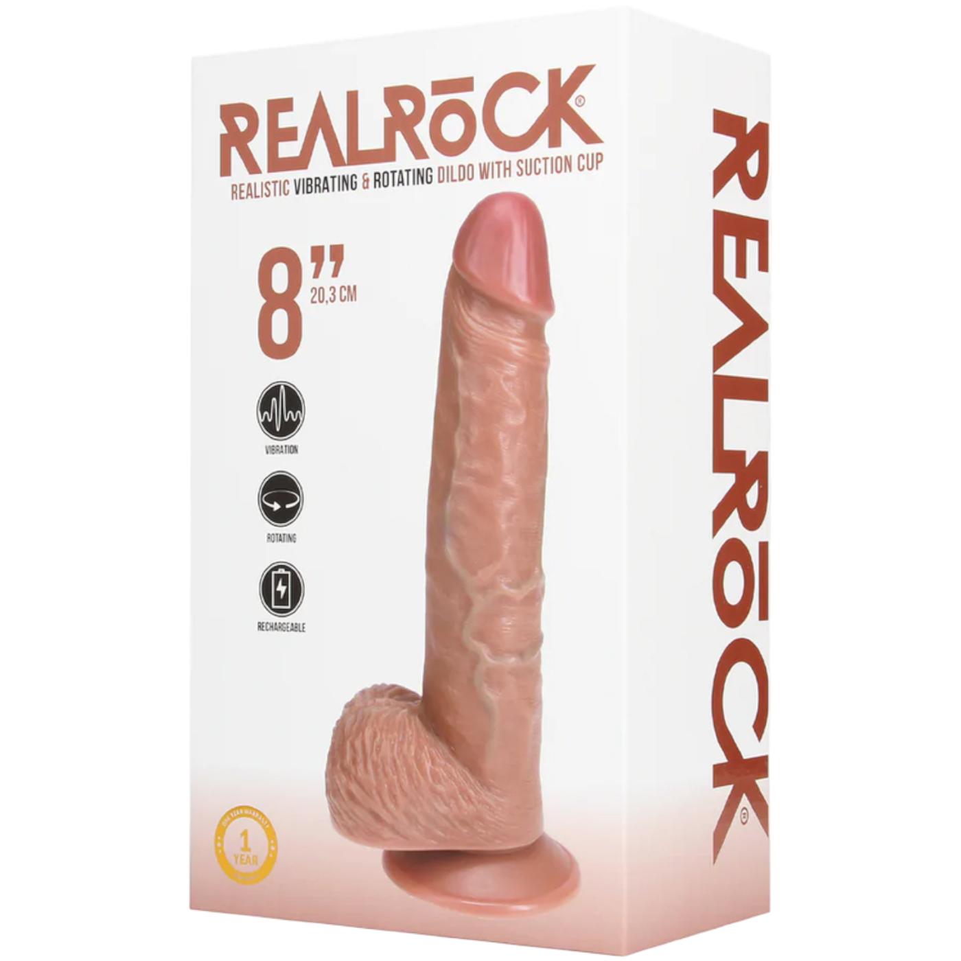 RealRock 8 Inch Realistic Vibrating & Rotating Suction Dildo with Balls