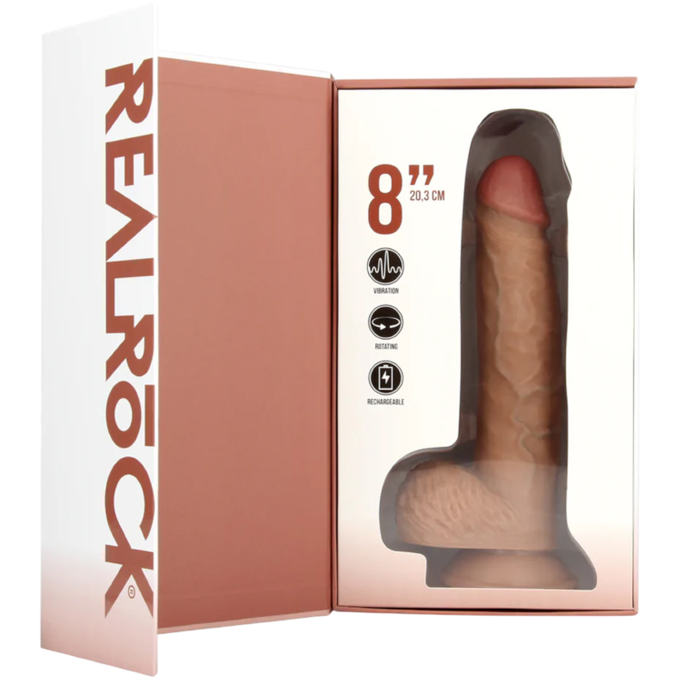 RealRock 8 Inch Realistic Vibrating & Rotating Suction Dildo with Balls