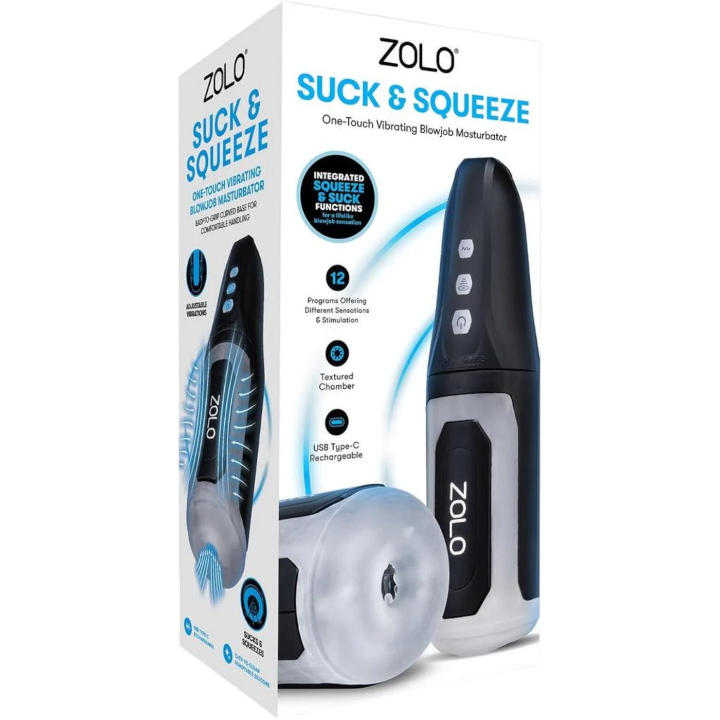 ZOLO Suck & Squeeze One-Touch Vibrating Blowjob Male Masturbator