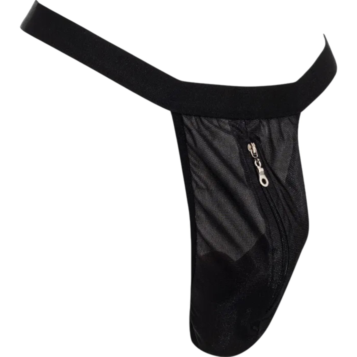 Rimba Men’s Black Zip-Front Pouch G-String Thong