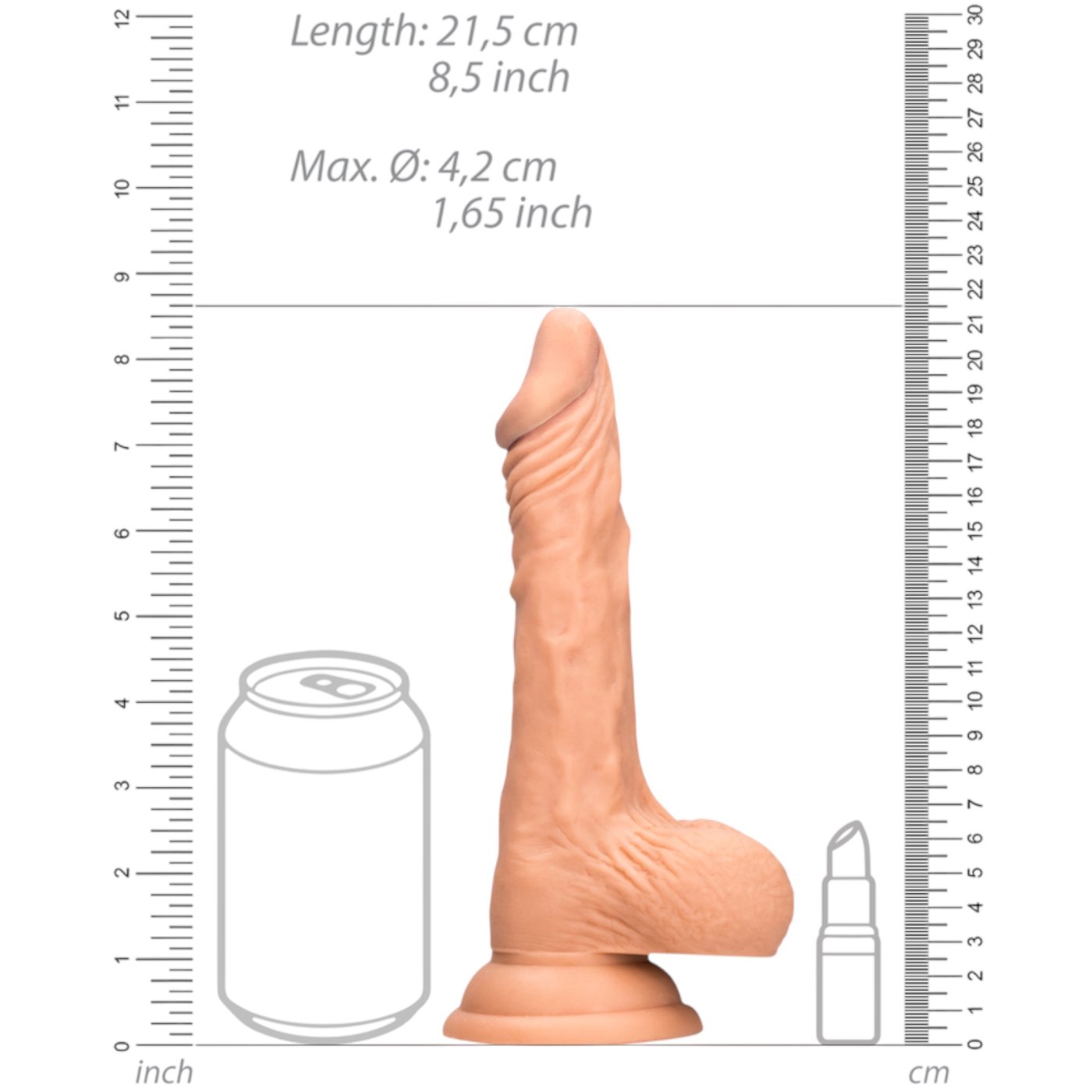RealRock 8 Inch Dong With Testicles Flesh Pink