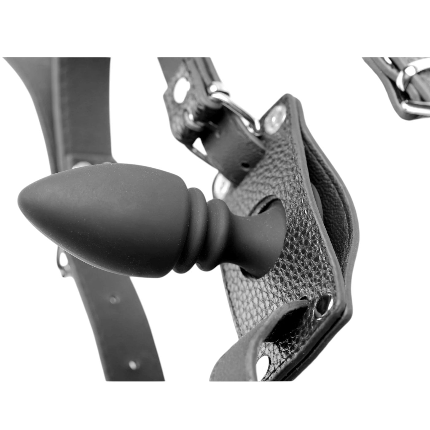 Strict Male Cock Ring Harness with Silicone Anal Plug