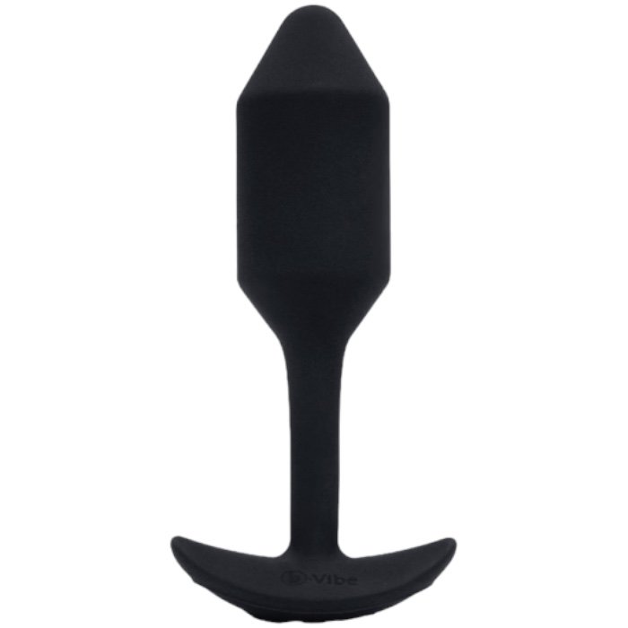 b-Vibe Vibrating Snug Plug 2 Medium Rechargeable Weighted Silicone Butt Plug 4.4 Inch Black