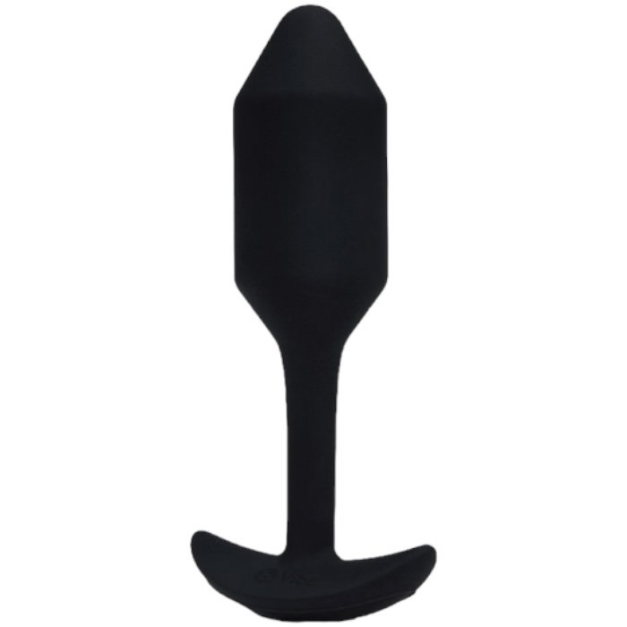b-Vibe Vibrating Snug Plug 2 Medium Rechargeable Weighted Silicone Butt Plug 4.4 Inch Black
