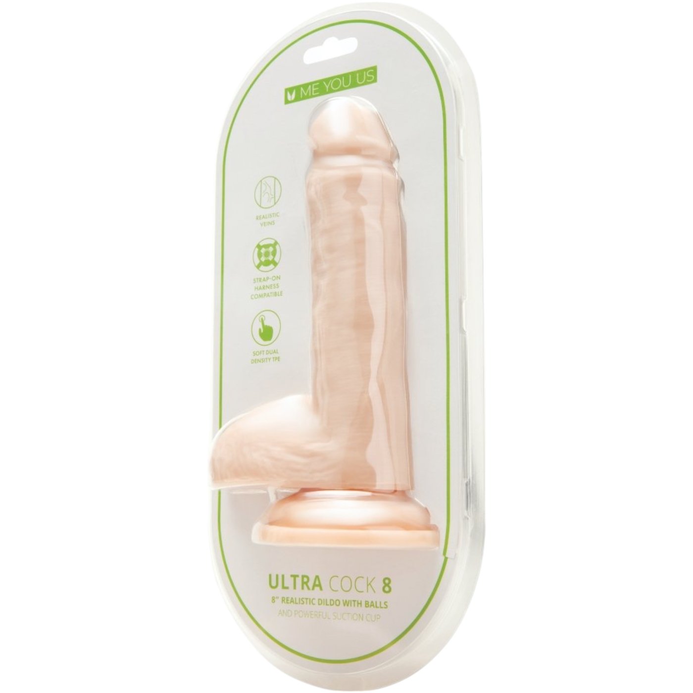 Me You Us Ultra Cock Realistic Dildo with Suction Cup & Balls 8 Inch