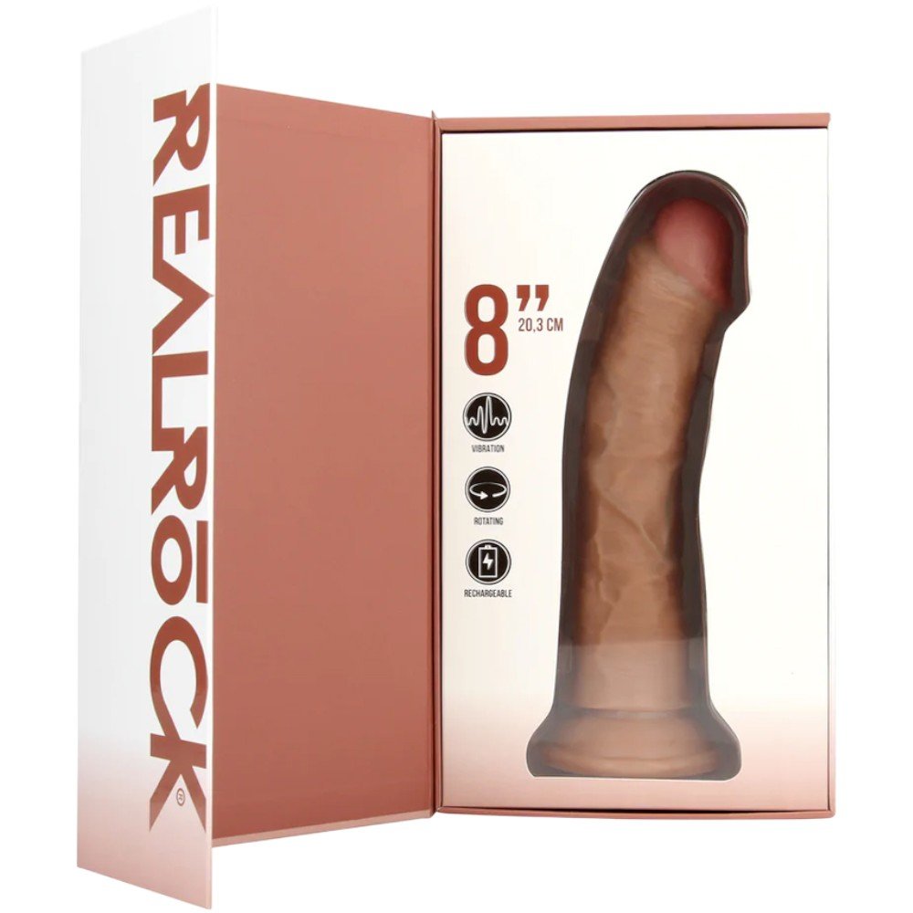 RealRock 8 Inch Realistic Vibrating & Rotating Suction Dildo