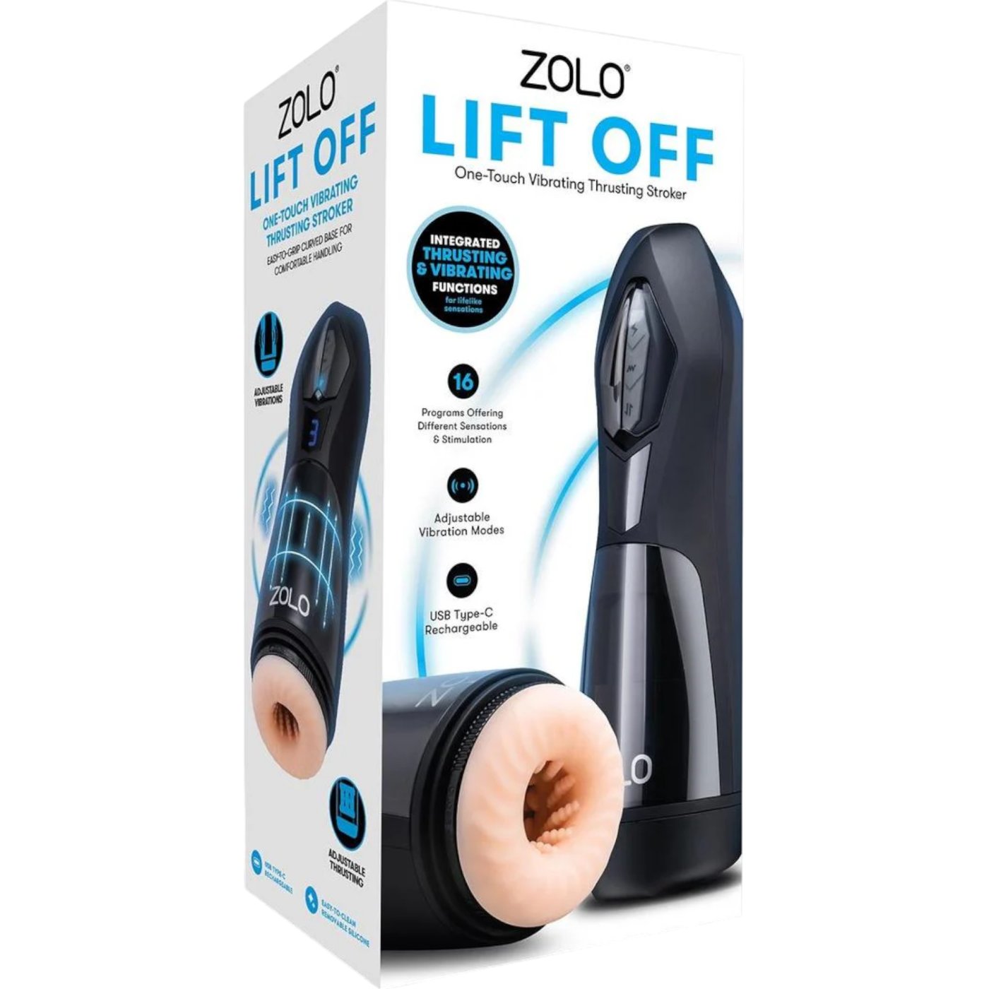 Zolo Lift Off One Touch Vibrating Thrusting Stroker Automatic Male Masturbator
