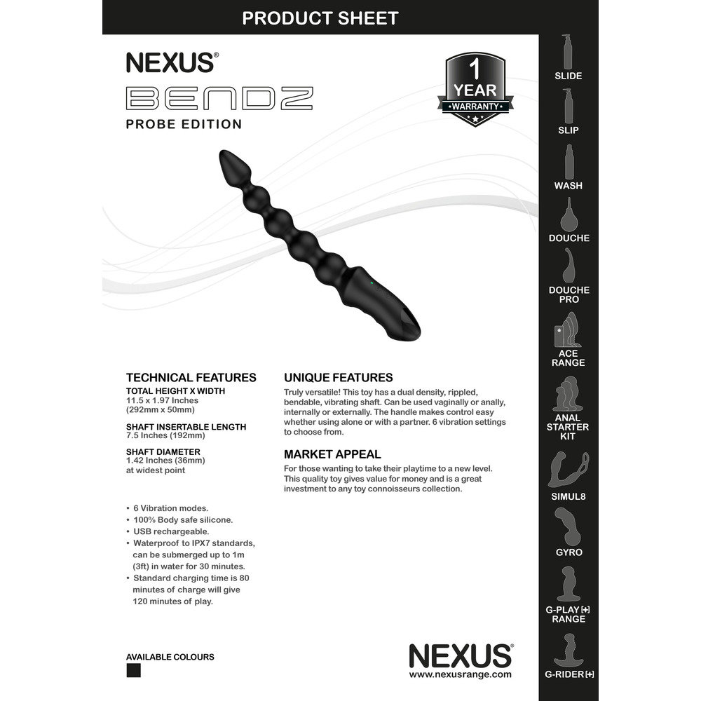Nexus Bendz Bendable Rechargeable Vibrating Anal Beads