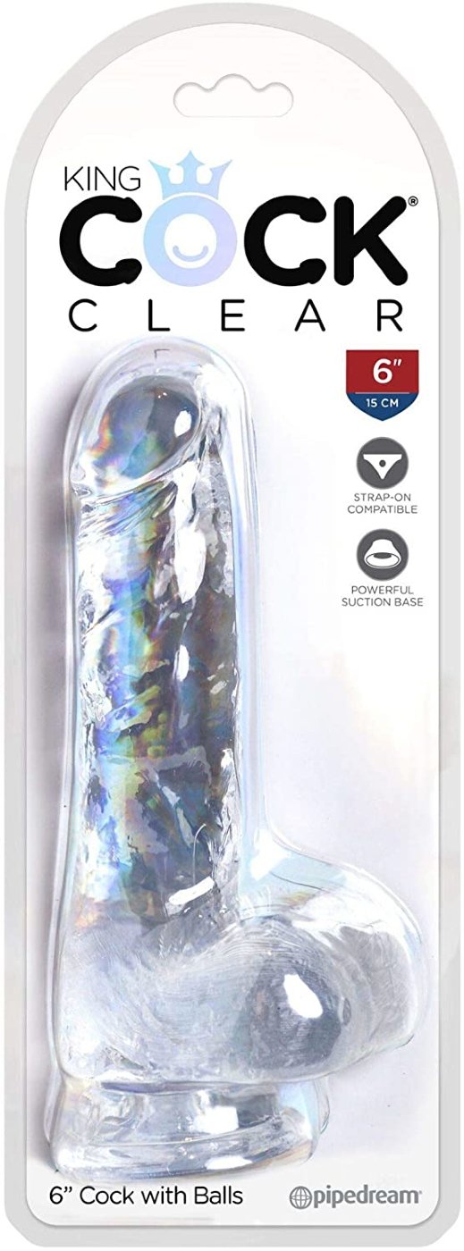 King Cock Cock with Balls Transparent 6in