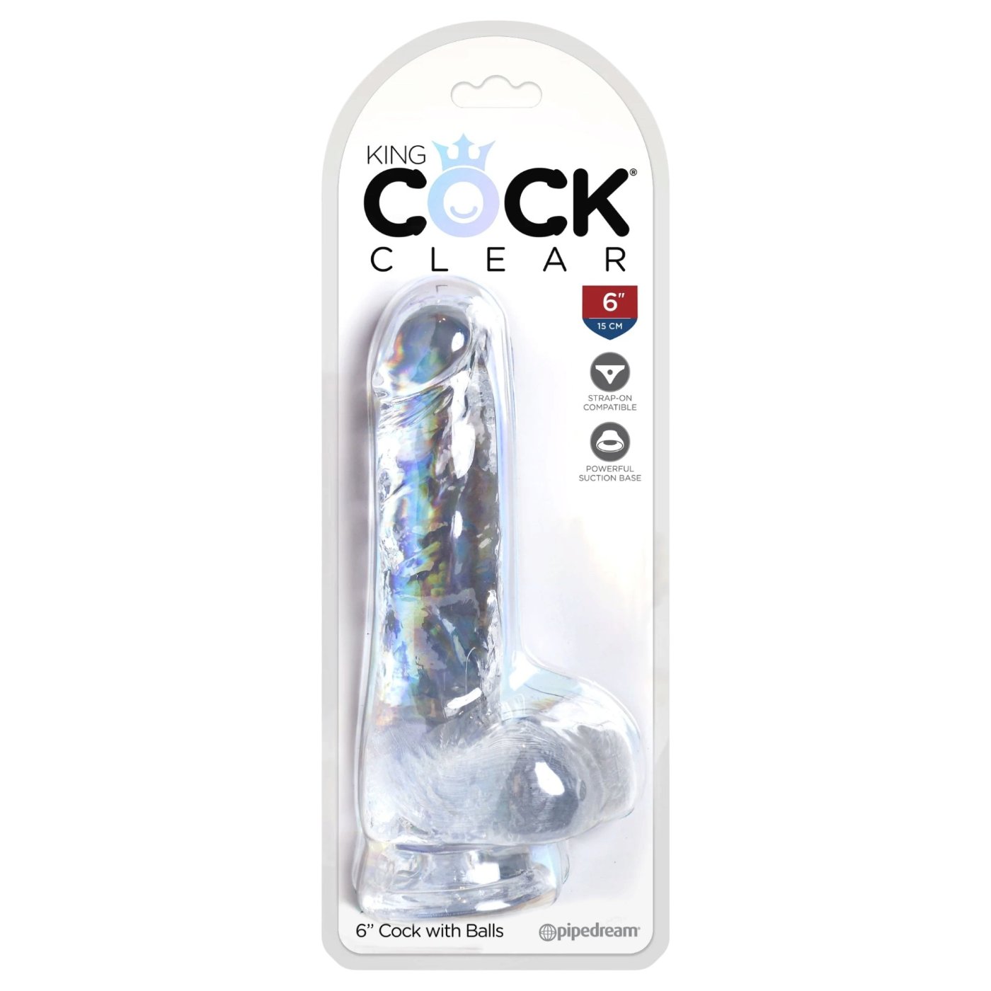 King Cock Clear Realistic Dildo with Balls and Suction Cup 6 Inch
