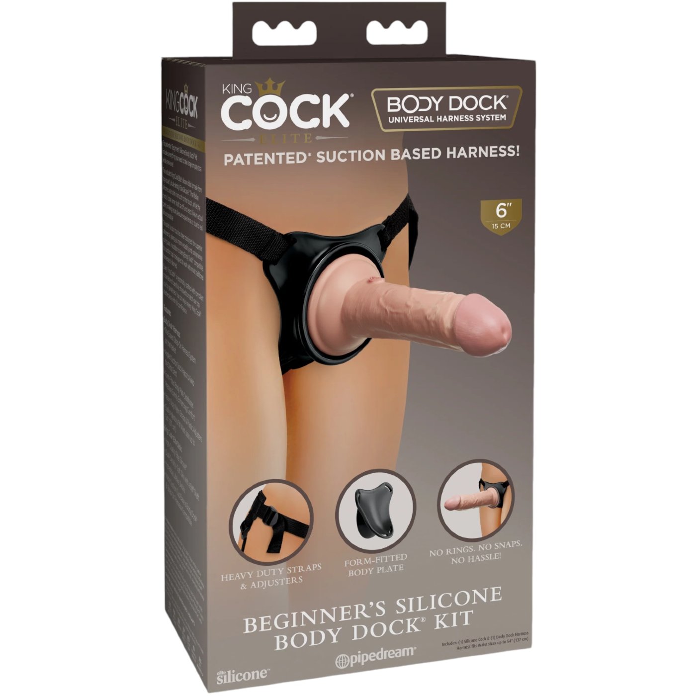 King Cock Elite Beginner's Silicone Body Dock Kit with 6 Inch Dildo