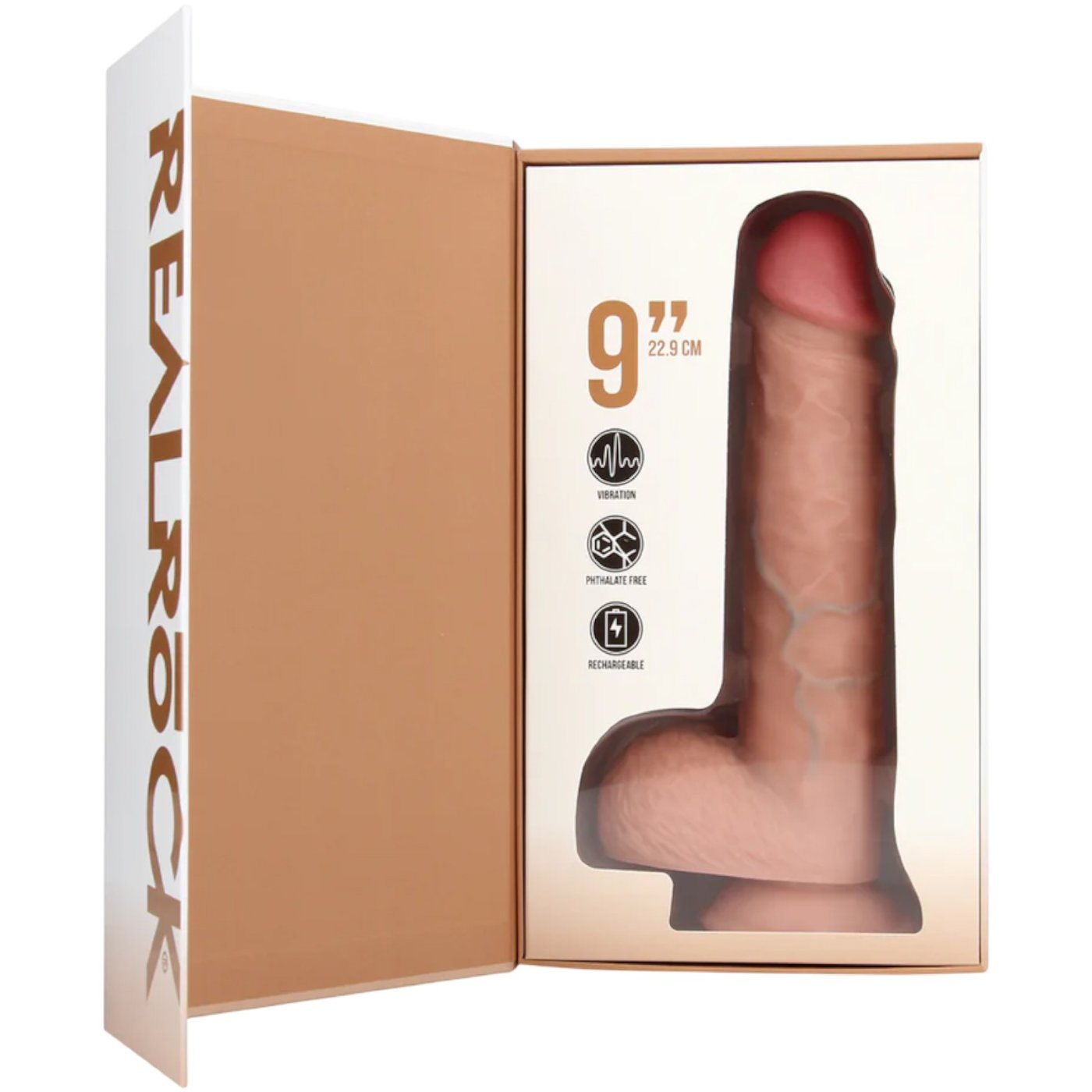 RealRock 9 Inch Realistic Vibrating Suction Dildo with Balls