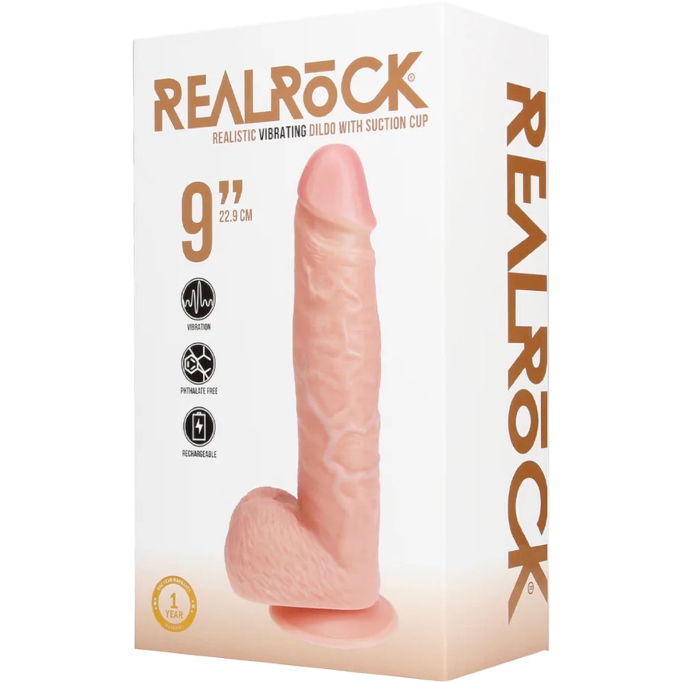 RealRock 9 Inch Realistic Vibrating Suction Dildo with Balls