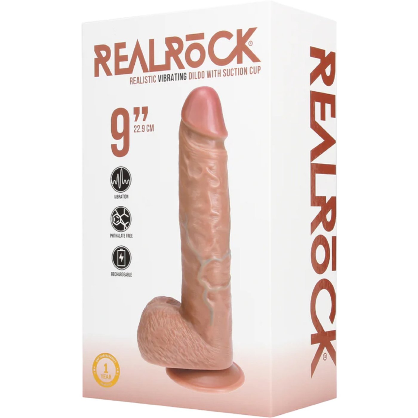 RealRock 9 Inch Realistic Vibrating Suction Dildo with Balls